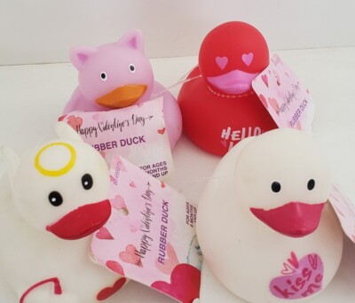 4 Rubber Duckies - Love & Kisses Angel GIFT bath squirt toy ducks ducky lot jeep