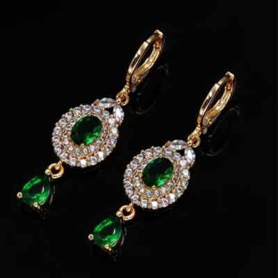 4.20Ct Lab Created Oval Green Emerald Drop & Dangle Earring 14K Rose Gold Finish