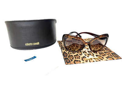 New Authentic Roberto Cavalli Alula Black Gold Sparkle 828S 50F 53-20 Sunglasses