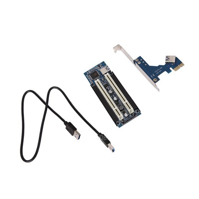 PCI-E Express X1 to Dual PCI Riser Card Slot Expansion Adapter USB 3.0 +Cable
