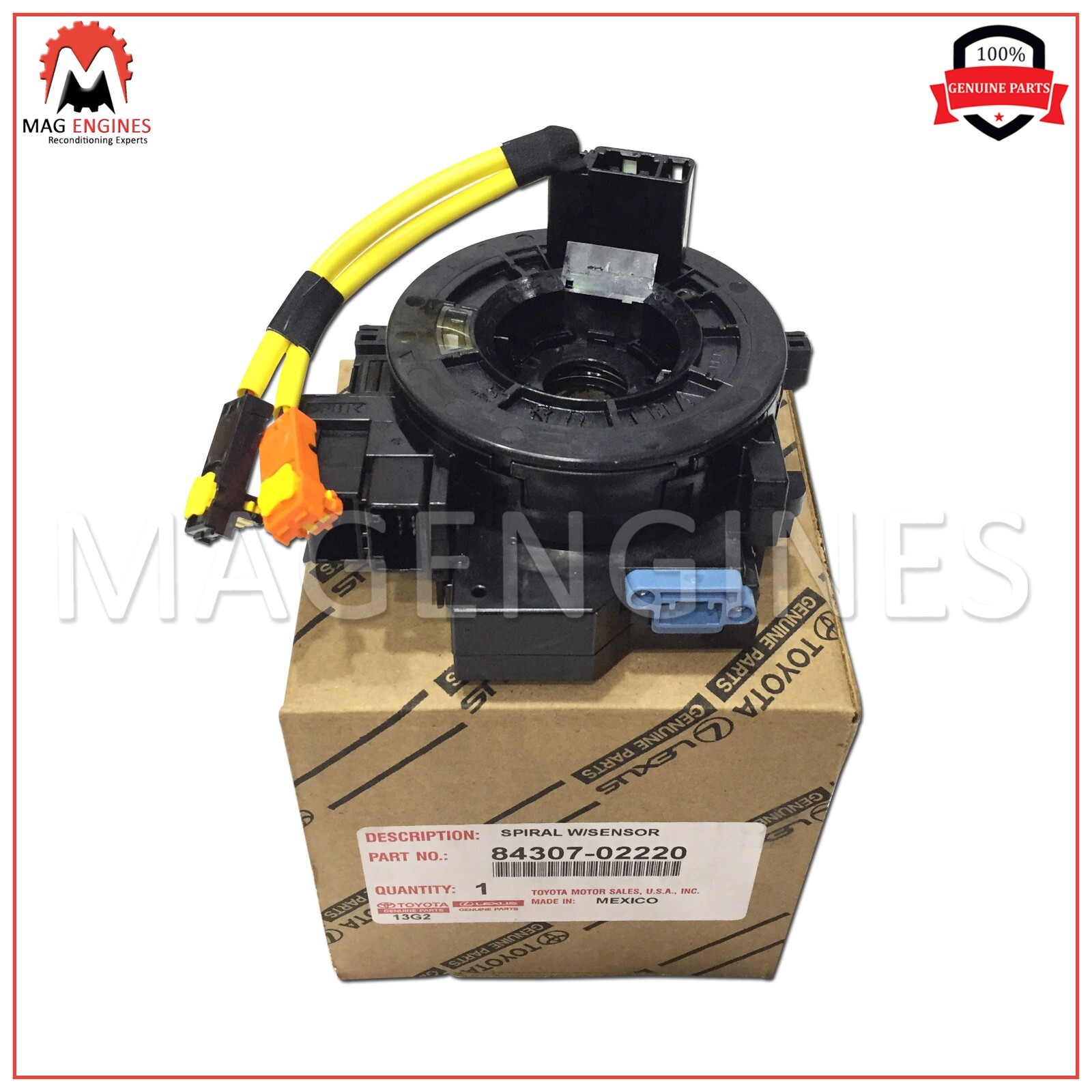 84307-02220 GENUINE OEM CABLE SUB-ASSY, SPIRAL W/SENSOR TOYOTA  