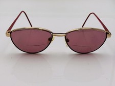 Vintage Looking Glass 9005 Gold Burgundy Metal Oval Sunglasses FRAMES ONLY
