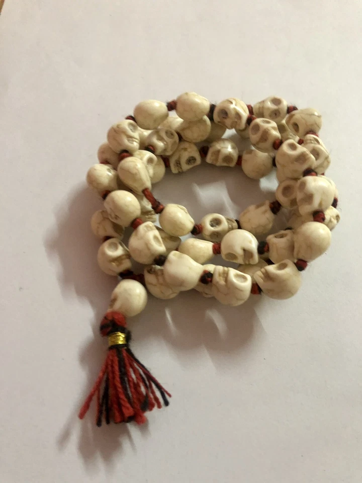 Gomukh + déesse KALI Nar Mund Mala ROSAIRE crâne sculpté 54 + 1 perles de pri... - Photo 3/4