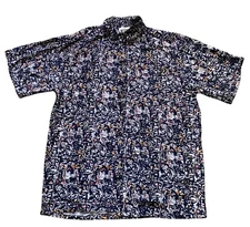 Men'sFashion Club Shirt Size S Multicolor Geometric Up Button Short Sleeve