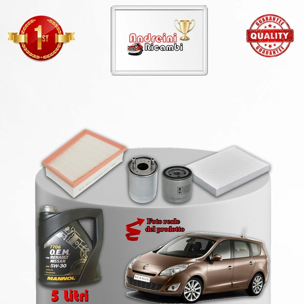 Set Service 4 Filter Und ÖL Renault Scenic Iii 1.5 Dci 70KW 95CV Von 2010->-image