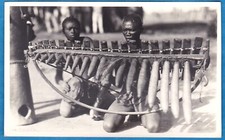 foto d'epoca Zagourski rppc tamburo etnico nativo balafon Congo Africa 1935 musica