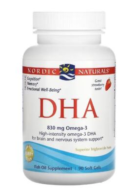 Nordic Naturals DHA Erdbeere, 500 mg, 90 Softgels