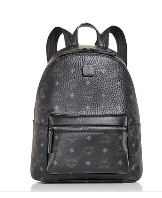 AUTH NWT MCM Stark Studs Small Monogram Logo Coated Canvas Backpack IN Black