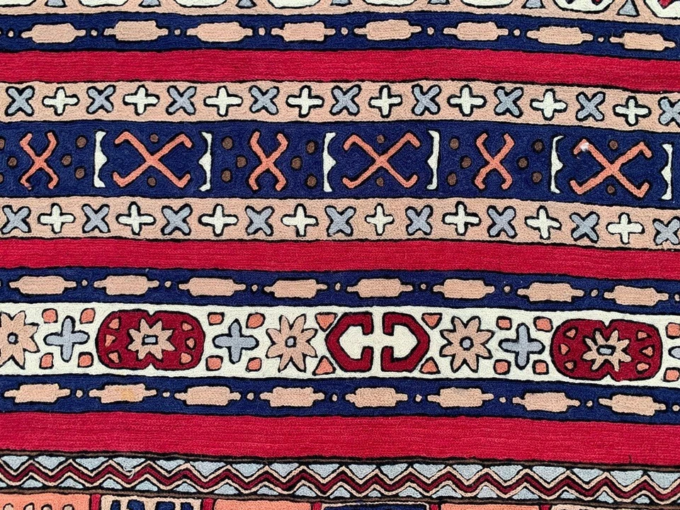 Vintage French Style Aubusson Rug Needlepoint Chain stitch Rug 4x6 ft Free Ship - Image 3 of 4