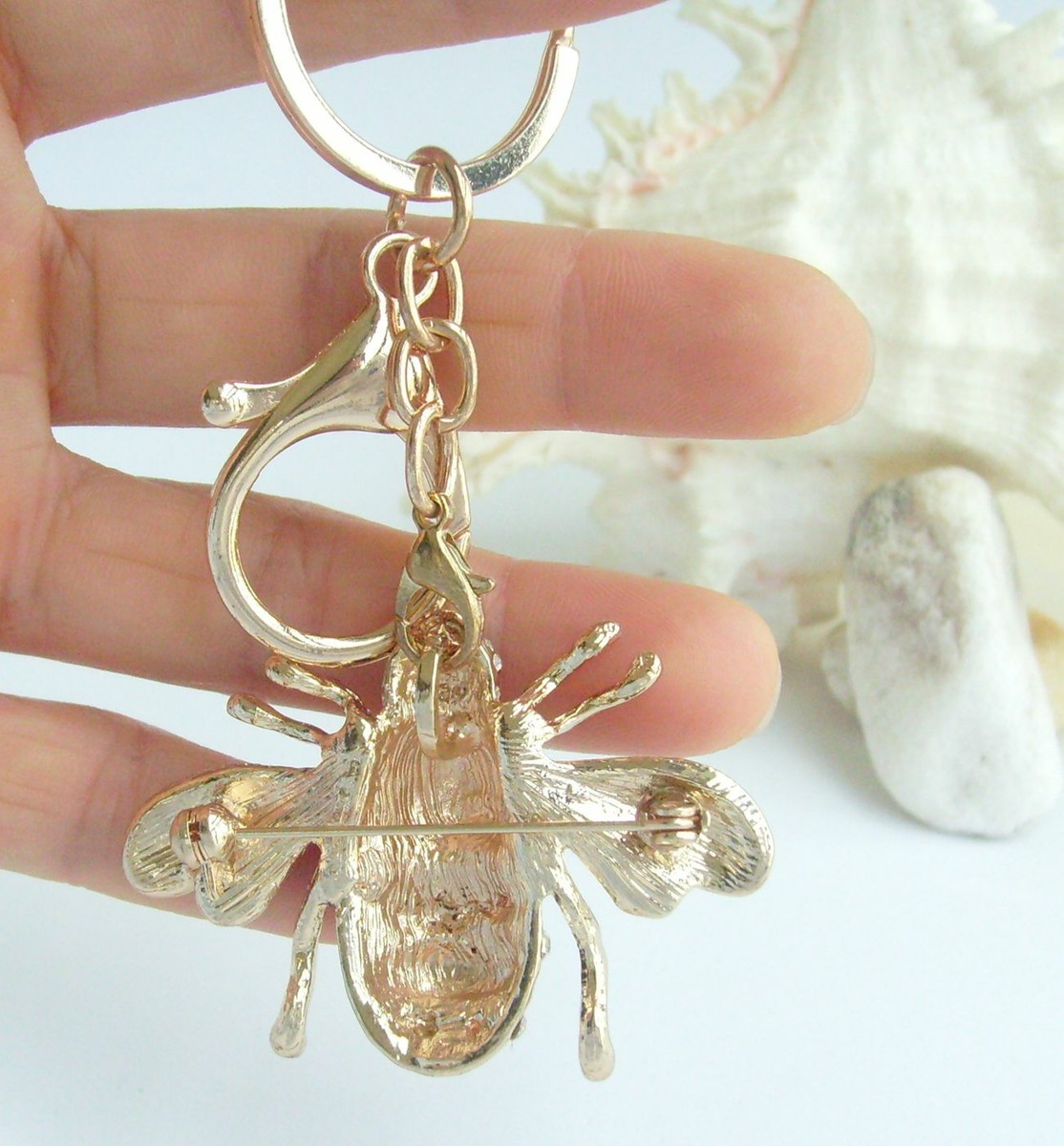 Insect Jewelry Bee Honeybee Keychain Pendant Rhinestone