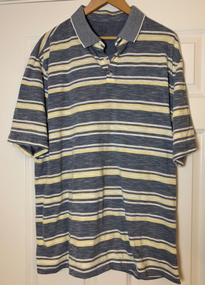JOS. A. BANK Polo Shirt Traditional Fit Golf Shirt Blue Striped Mens Size  2XLT