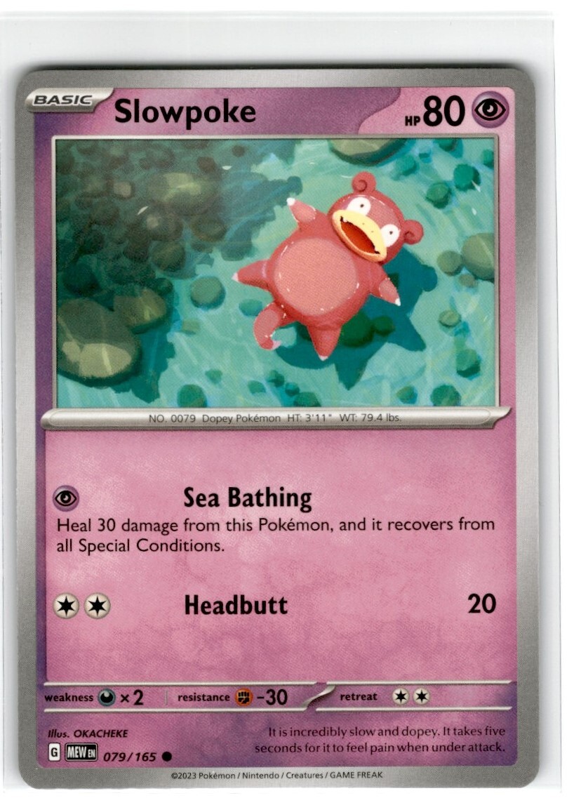 Pokemon Slowpoke Common Lightly Played