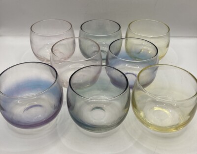 VTG Federal Glass Gem-Tone Roly Poly Cocktail Glasses 5 OZ  Set of 8 Barware