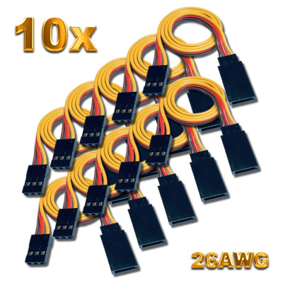 10 Servokabel Servo Verlängerungskabel 40cm Kabel Verlängerung JR Graupner 26AWG