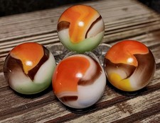 Vintage Marbles. Vitro Agate Patch Marble Lot Of 4. Mint. 5/8" Range. Nice Group
