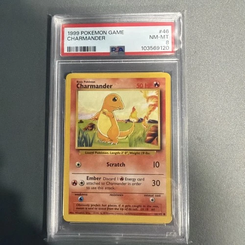 1999 POKEMON BASE SET UNLIMITED #46 CHARMANDER PSA 8