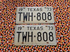 1973     TEXAS     PASSENGER    LICENSE    PLATES   TWH808