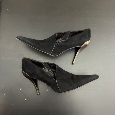 Donald J Pliner Black Suede Pointed Toe Sculptural Heel Pump Booties Womens 8 M