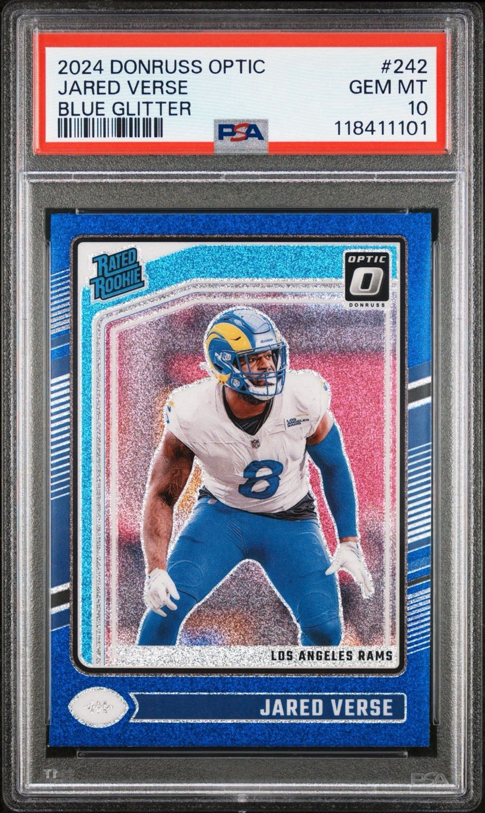 2024 Panini Donruss Optic - Rated Rookie Jared Verse #242 Blue Glitter - PSA 10