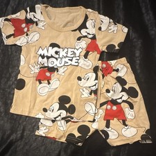 Disney Mickey Mouse 2-Piece Kids Pajama Set Size 4 Short Sleeve All-Over