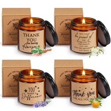 Fumete 4 Pcs Thank You Gifts Candles 3.5 oz Soy Wax 6.6 cm x 6.1 cm, Brown