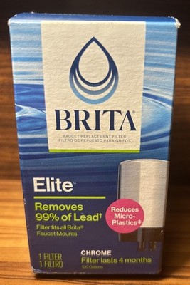 Brita Elite Faucet Replacement Filter Chrome Fits Brita Faucet Mounts Open Box