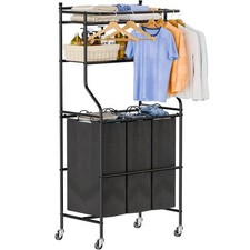 Rolling Laundry Hamper Cart 3 Section, Laundry Basket Organizer wit... Fast Ship