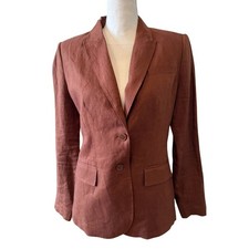 Elie Tahari Linen Blazer Cocoa Brown M