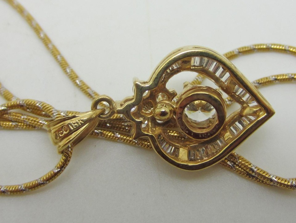 Technigold Solid 18K Yellow Gold Diamond Heart Pendant with 17