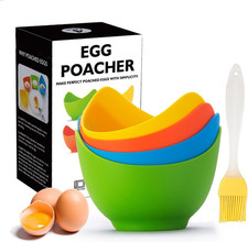 Egg Poacher - KRGMNHR Poached Egg Cooker with Ring Standers, Silicone Egg Poache
