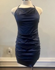Windsor Navy Halter Ruched Mini Dress