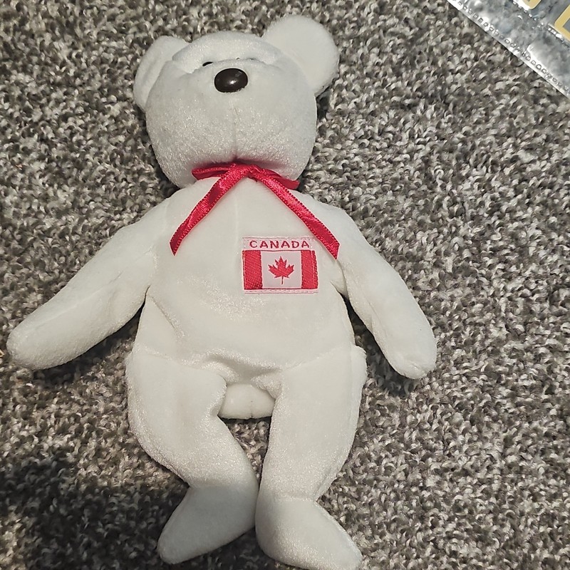 Ty Teenie Beanie Maple Bear Canada Flag Patch 1996 Retired Vintage MPN 4059
