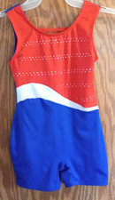 Cat Jack Sleeveless Leotard Unitard Biketard Red/White/Blue Size M Studded
