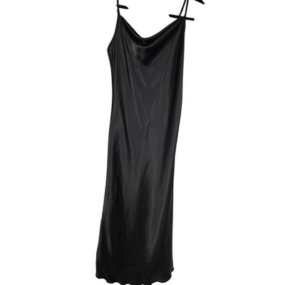 Bebe Slip Dress XS USA Made Black Vintage 90s Y2K Satin Coquette Goth LBD