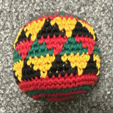 Crocheted Hacky Sack Footbag Ball Small Red Green Yellow Black