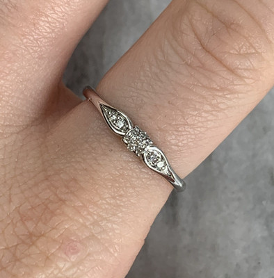 Diamant Ring 9 kt Weißgold Illusion Cluster Schulter Akzent gepunzt - Größe O
