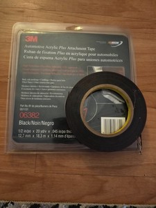3M 06382 Automotive Acrylic Plus Double Side Attachment Tape Black 1/2"