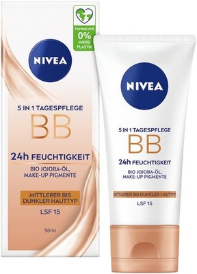 NIVEA 5 IN 1 Tagespflege BB 24h Feuchtigkeit LSF 15, getönte 60 g (1er Pack) 