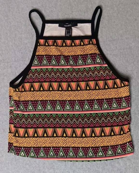 Forever 21 Sleeveles Cropped Top Womens Size Size M Bold Colors Aztec Western