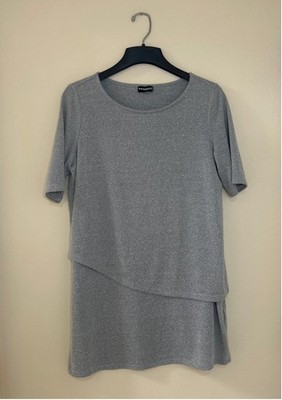 Samoon by Gerry Weber Women's Size 12 Gray Short Sleeved Layered Knit Top Curve