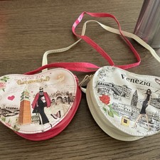 Lot Of 2 Girls Heart-Shaped Fashion Purses - Venezia - 1 Pink, 1 White