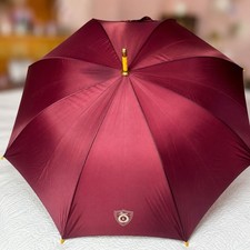 Vintage Lauren Ralph Lauren Burgundy Umbrella 35  Wood Handle R.O.C.