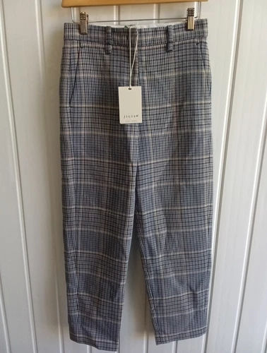 Jigsaw Ladies Checked Nevis Trouser Uk Size 6 Blue Black Beige NWT CH