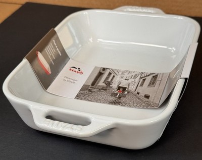 Staub Ceramic Rectangular Gratin Baking Dish 7.5x6 White New