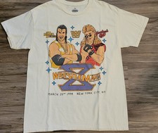Mens EUC WWE Wrestlemania X Retro T-Shirt Razor Ramen vs. Heartbreak Kid 1994 *M