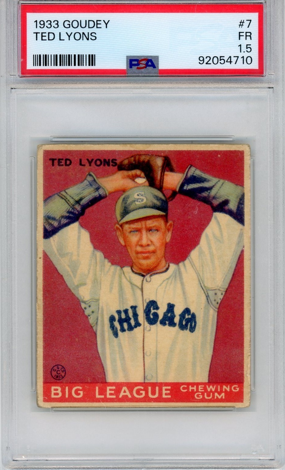 1933 Goudey Big League Chewing Gum Ted Lyons #7 (RC) PSA 1.5 Chicago White Sox