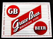 Grace Bros GB -GRACE BROS BAVARIAN TYPE BEER foil beer label CA 12oz