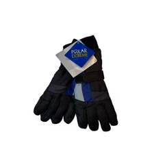 NWT Polar Extreme Kids Ski Gloves 10-12 Black Blue 3M Thinsulate Insulated