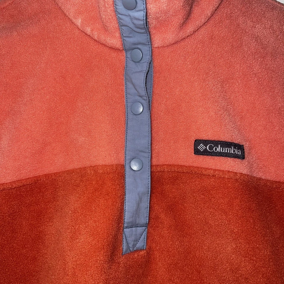 Columbia Mujer Dos Tonos Naranja Rosa 1/4 Snap-Jacket Polar Pullover XL Foto 3 de 4