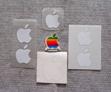 Authentic OEM Genuine Apple Logo Stickers Lot of 7 - 6 White  1 Vintage Rainbow